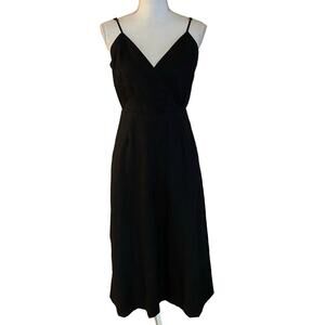 Nicholas Size US 6 Seta 100% Linen Wide Leg Cropped Jumpsuit Black